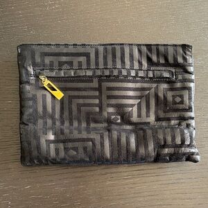 Bags by Pinky Black and Gold Geometric Cosmetic Case